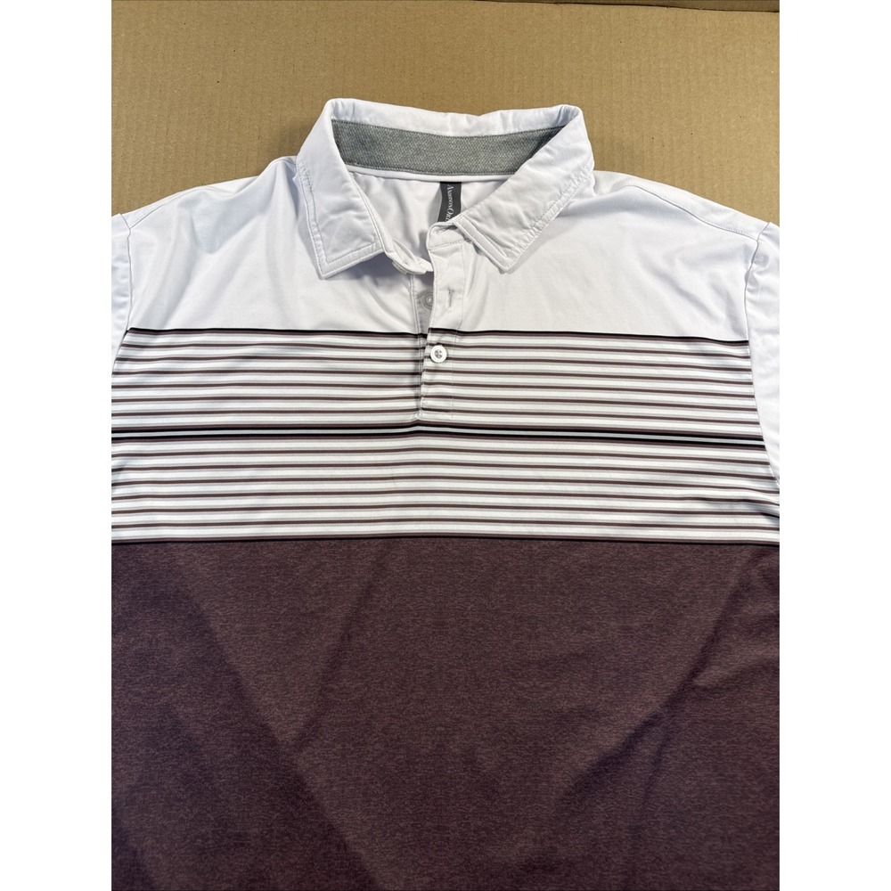 Anderson Ord Golf Polo Shirt Mens Large White Gray Striped Performance
